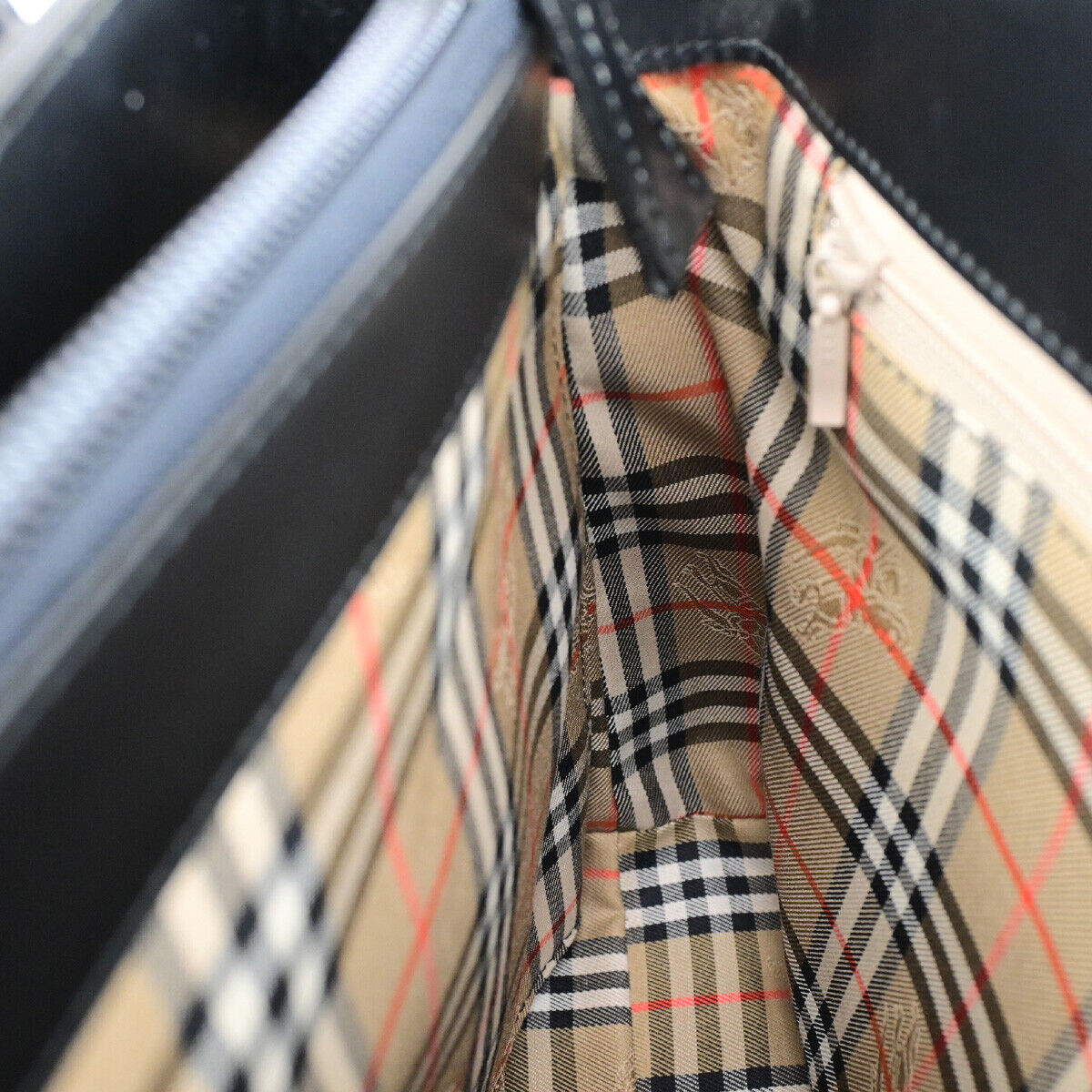 Burberrys Logo Nova Check Hand Tote Bag Canvas Leather Black Beige 31YG606