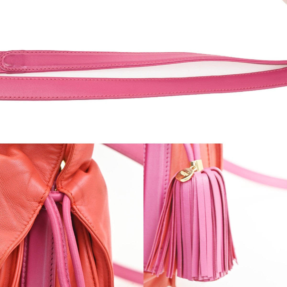 LOEWE Logo Flamenco Anagram Shoulder Bag Leather Red Pink GHW Spain 79MA394