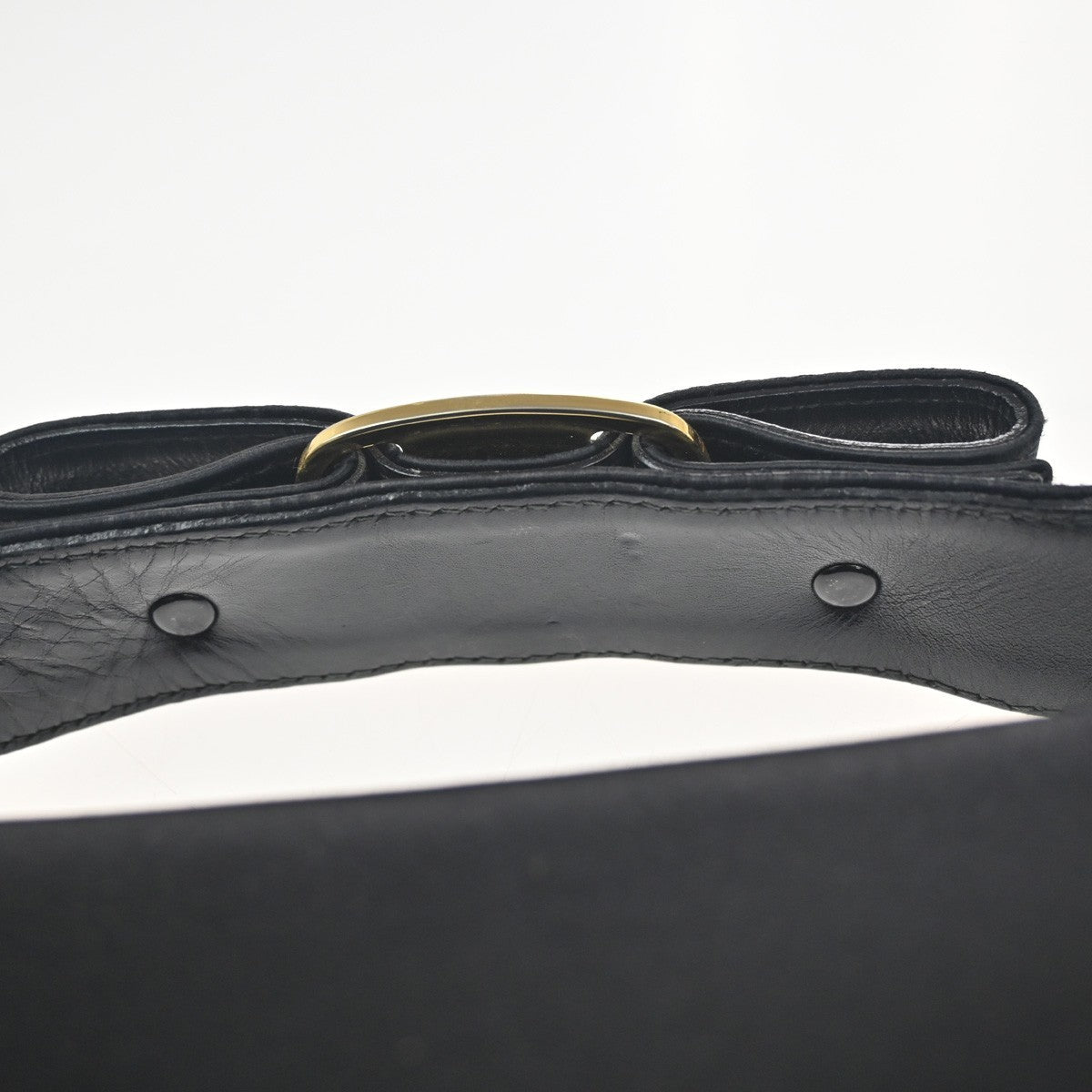 SALVATORE FERRAGAMO Vara Mini 2Way Shoulder Hand Bag Satin Leather Black 67KP506