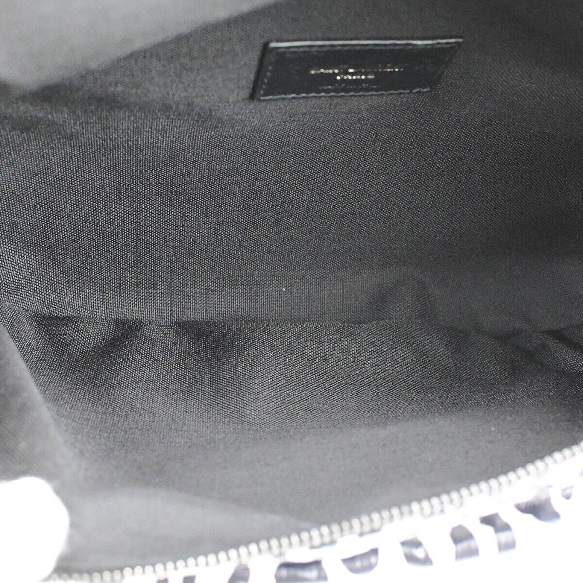 SAINT LAURENT Zebra Print Belt Bum Body Bag Nylon Leather Black White 85RK843
