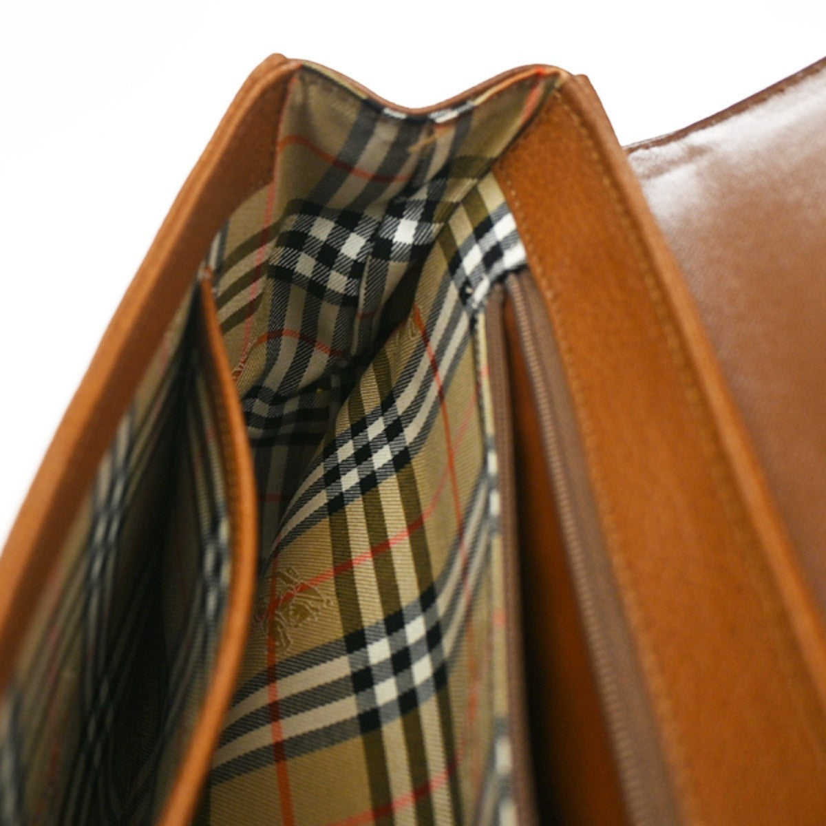 Burberrys Logo Nova Check Top Handle Hand Bag Leather Brown GHW 61KB711