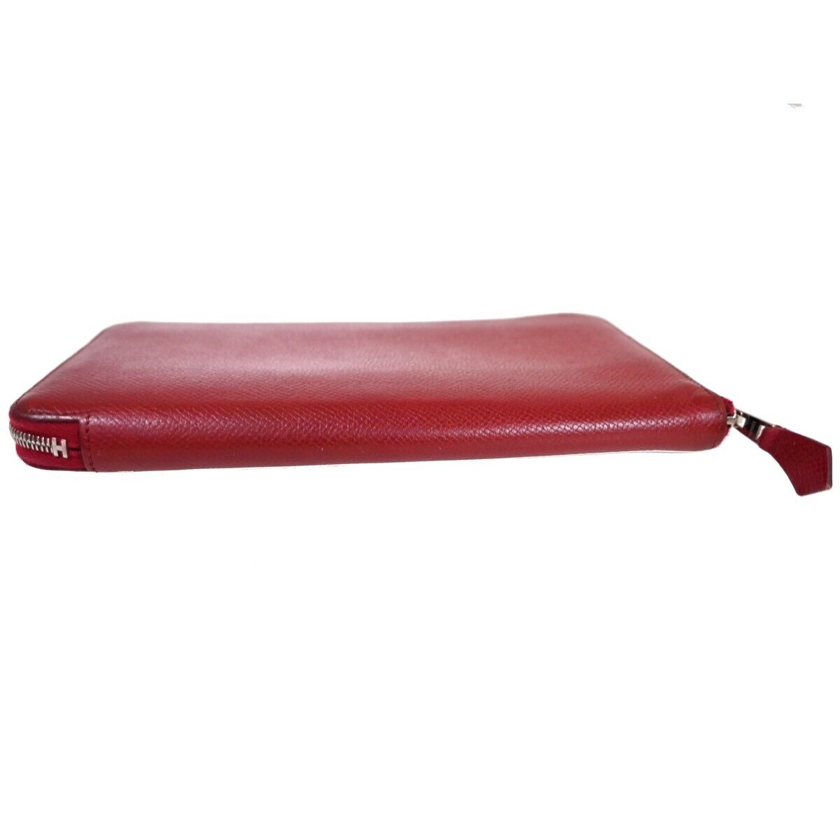HERMES Azap Silk In Long Zipper Wallet Purse Veau Epsom Leather Red SHW 35YD351