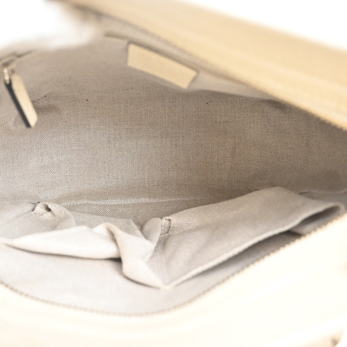 GUCCI GG Logo 2way Shoulder Handbag Canvas Leather Beige White GHW Italy 93KC202