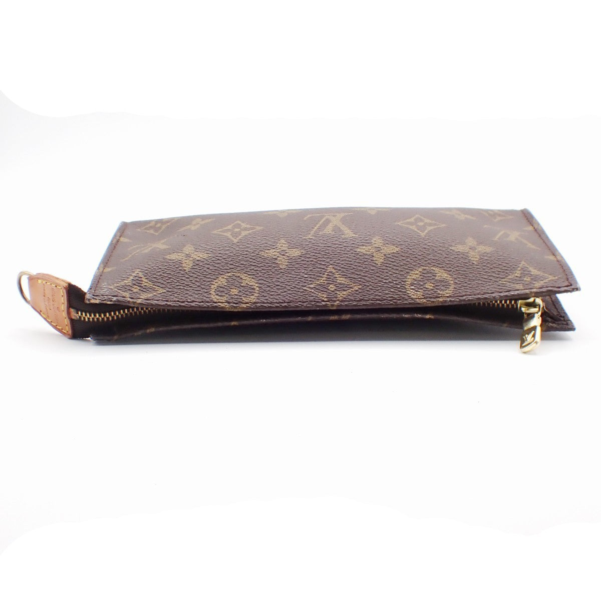 LOUIS VUITTON LV Logo Bucket GM Pouch Bag Monogram Leather Brown Gold 66KC145