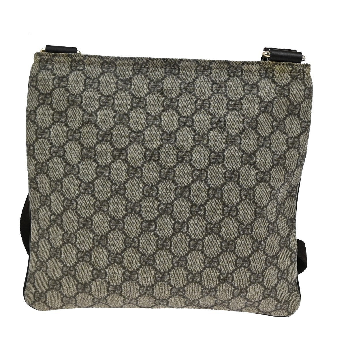 GUCCI Logo GG Pattern Shoulder Bag PVC Leather Canvas Brown GHW Italy 16FB606