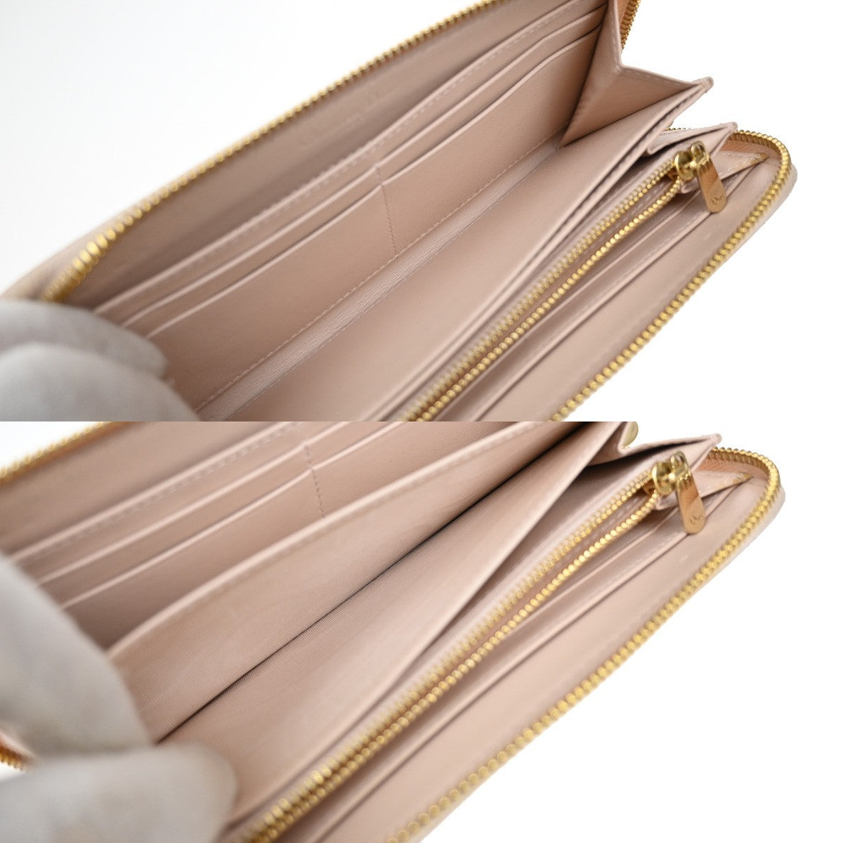 CHRISTIAN DIOR Logo Cannage Zipper Around Long Wallet Leather Pink GHW 80KB338