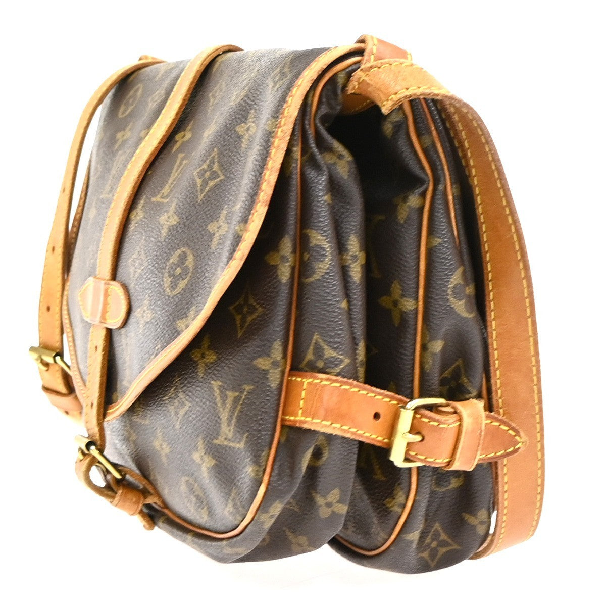 LOUIS VUITTON Logo Saumur 30 Shoulder Bag Monogram Leather BN M42256 30CA946