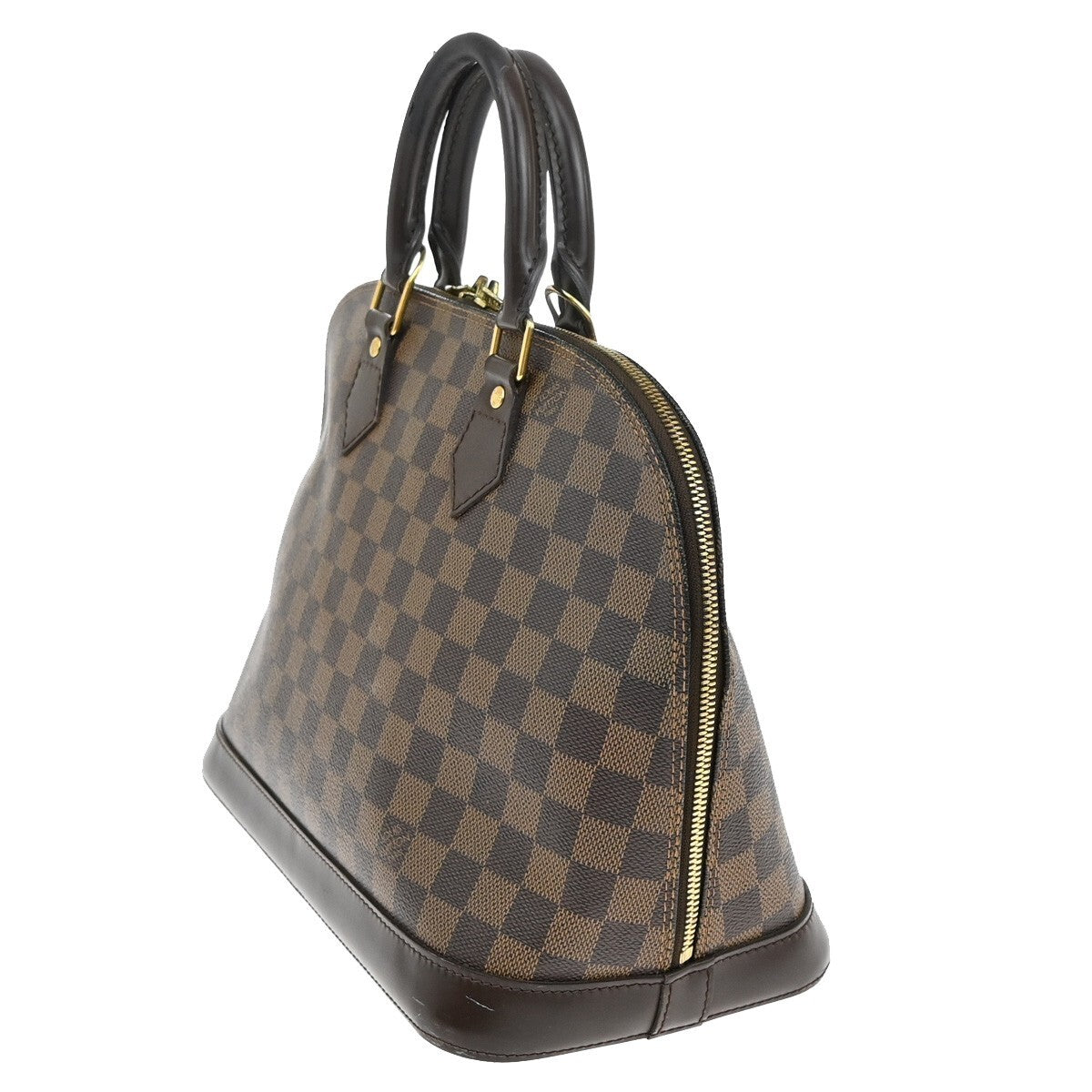 LOUIS VUITTON LV Logo Alma Hand Bag Damier Ebene Leather Brown N51131 70EE445