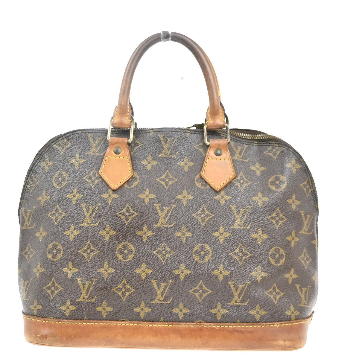LOUIS VUITTON LV Logo Alma Hand Bag Monogram Leather Brown France M51130 35MA370