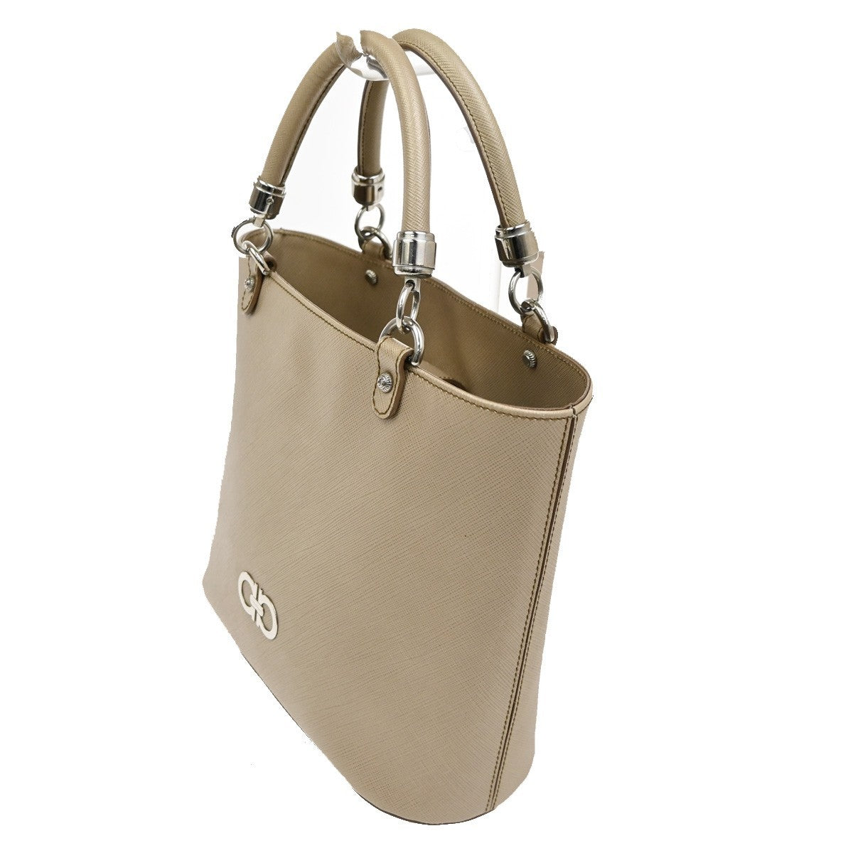 SALVATORE FERRAGAMO Gancini Hand Bag Leather Beige SHW Italy 61TA343