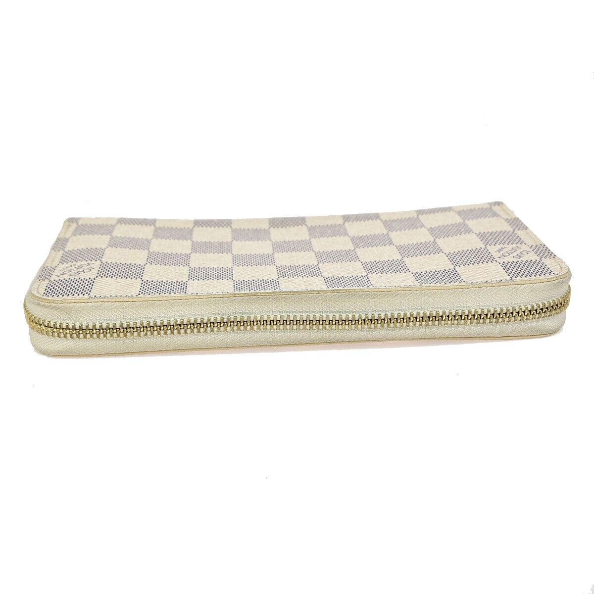 LOUIS VUITTON Long Zippy Wallet Purse Damier Azur Leather White N41660 74KA211