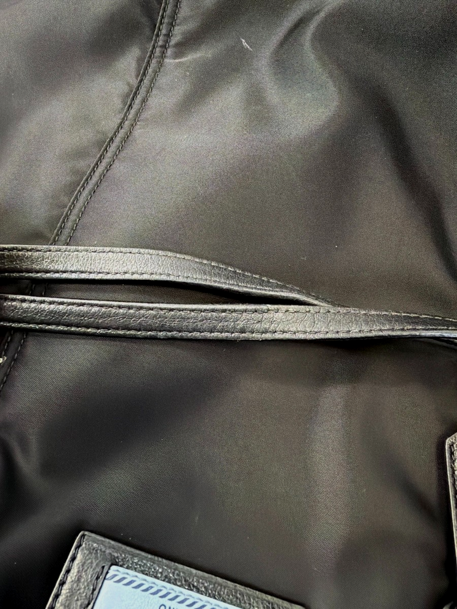 PRADA Logo Tessuto Shoulder Tote Bag Nylon Leather Black SHW Italy 33KC923