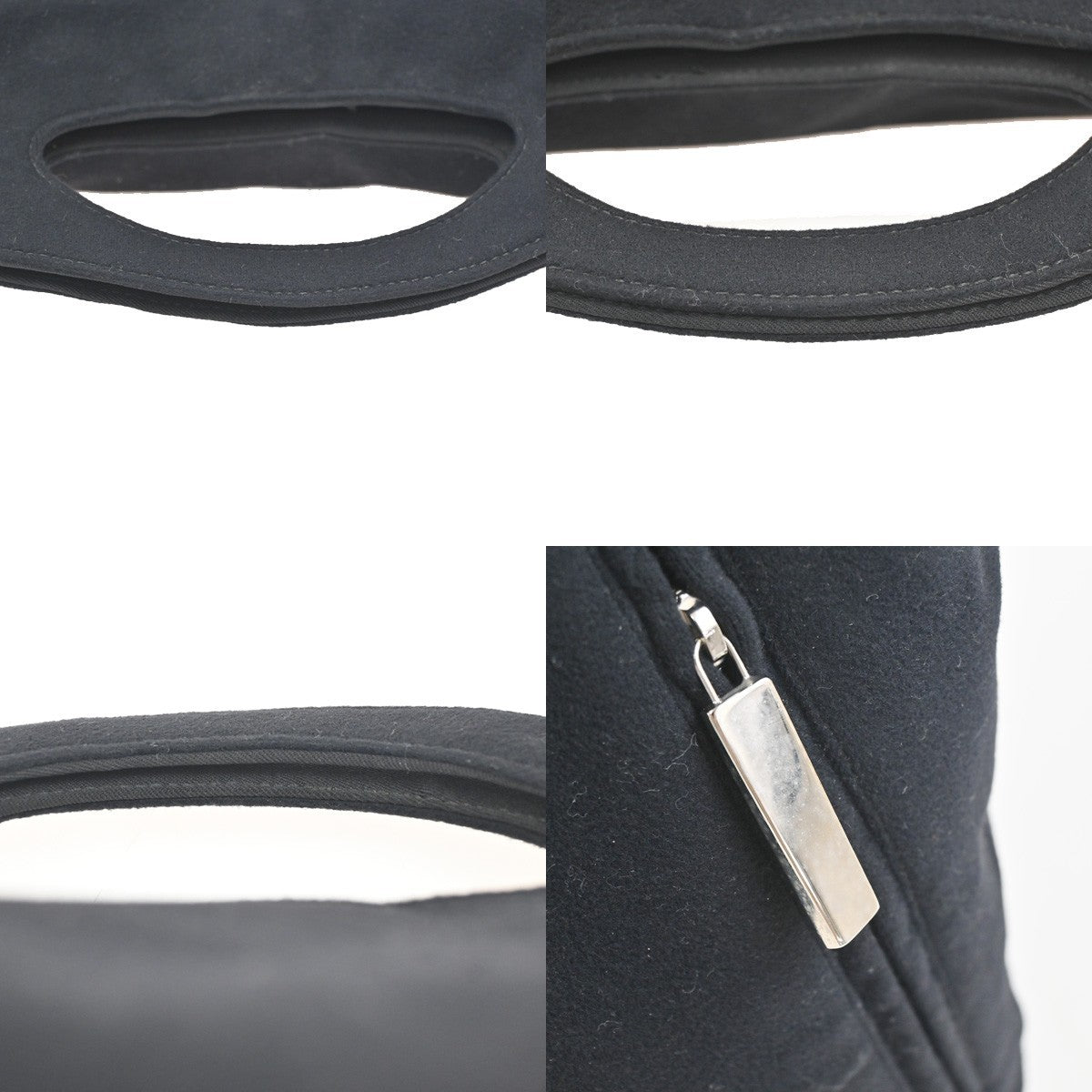SALVATORE FERRAGAMO Reversible Hand Tote Bag Suede Nylon Black SHW Italy 68ZA345