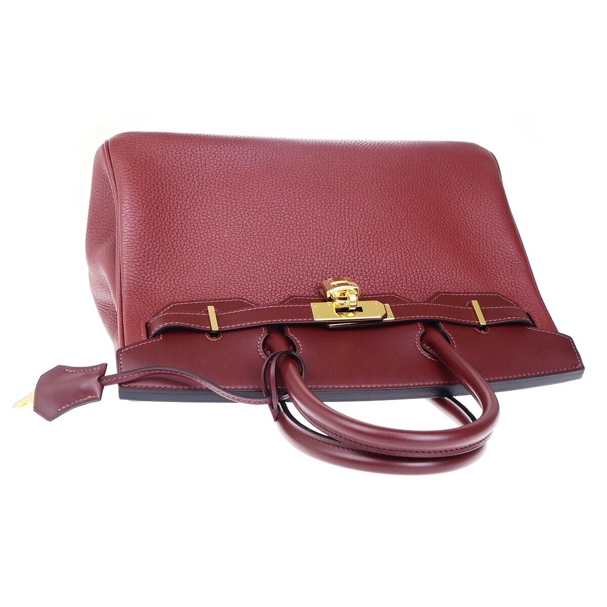 HERMES LOGO BIRKIN 30 HAND BAG C STAMP TOGO SWIFT LEATHER CADENA RUBY 6197LC523