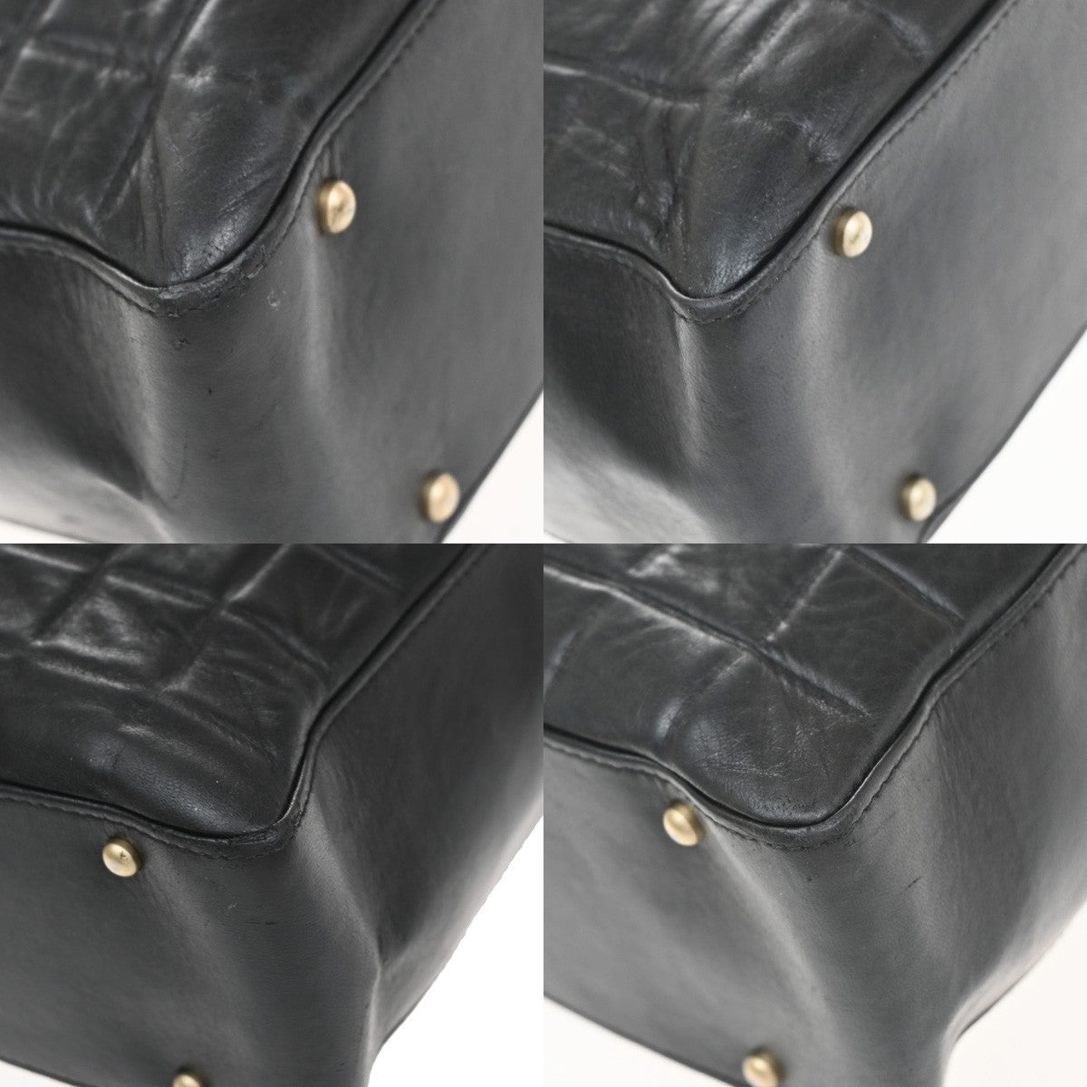 CHANEL CC Logo Chocolate Bar Shoulder Tote Bag Leather Black France 686RP167