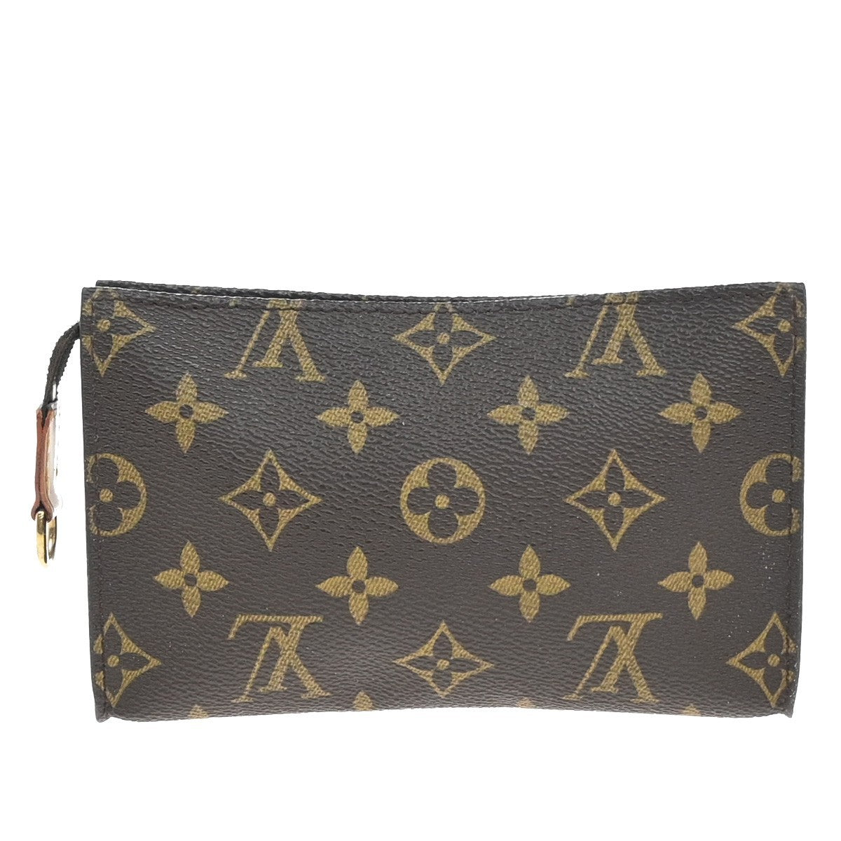 LOUIS VUITTON Logo BUCKET PM Pouch Bag Monogram Leather Brown France 66KP603