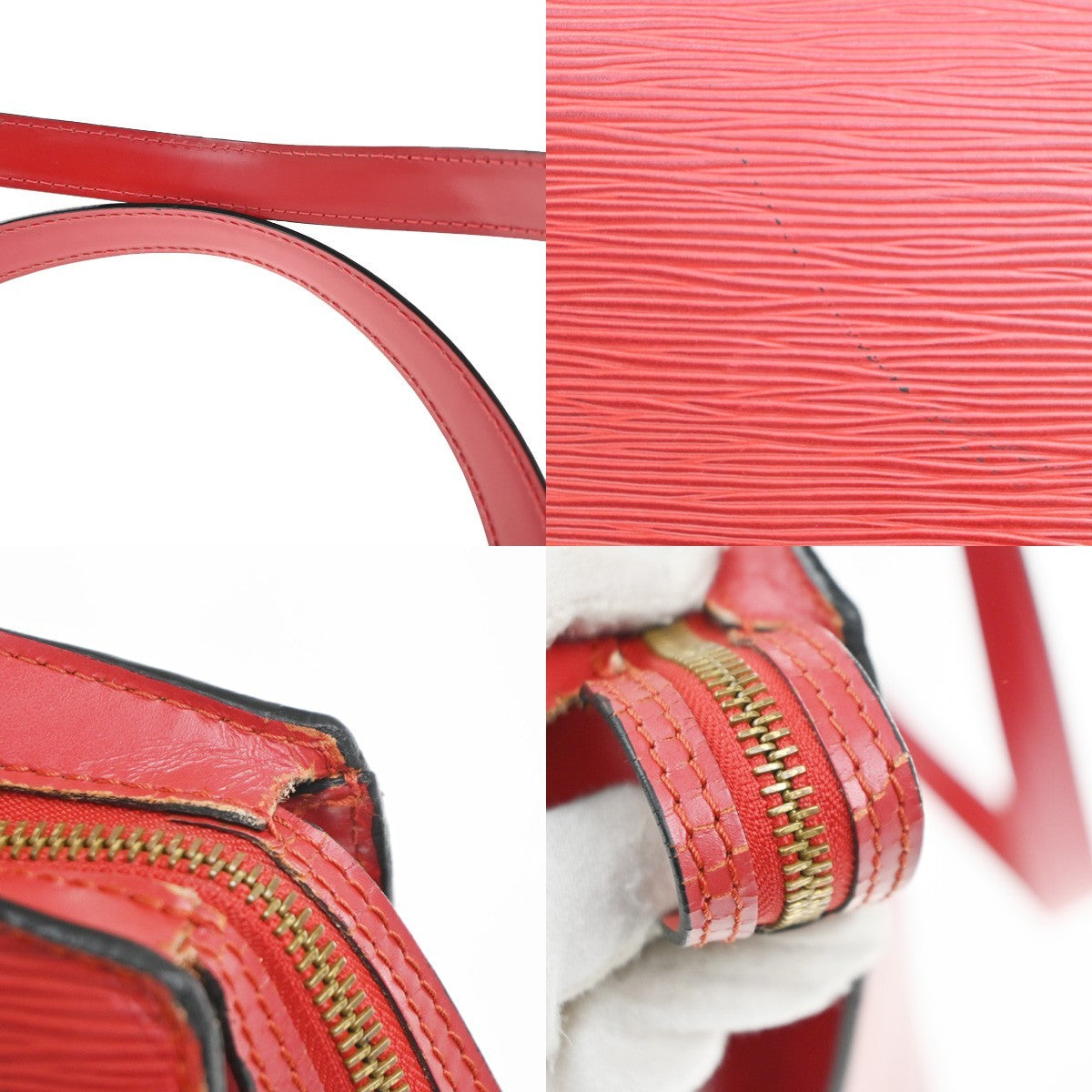LOUIS VUITTON LV Saint Jacques Hand Bag Epi Leather Red France M52267 32MA233