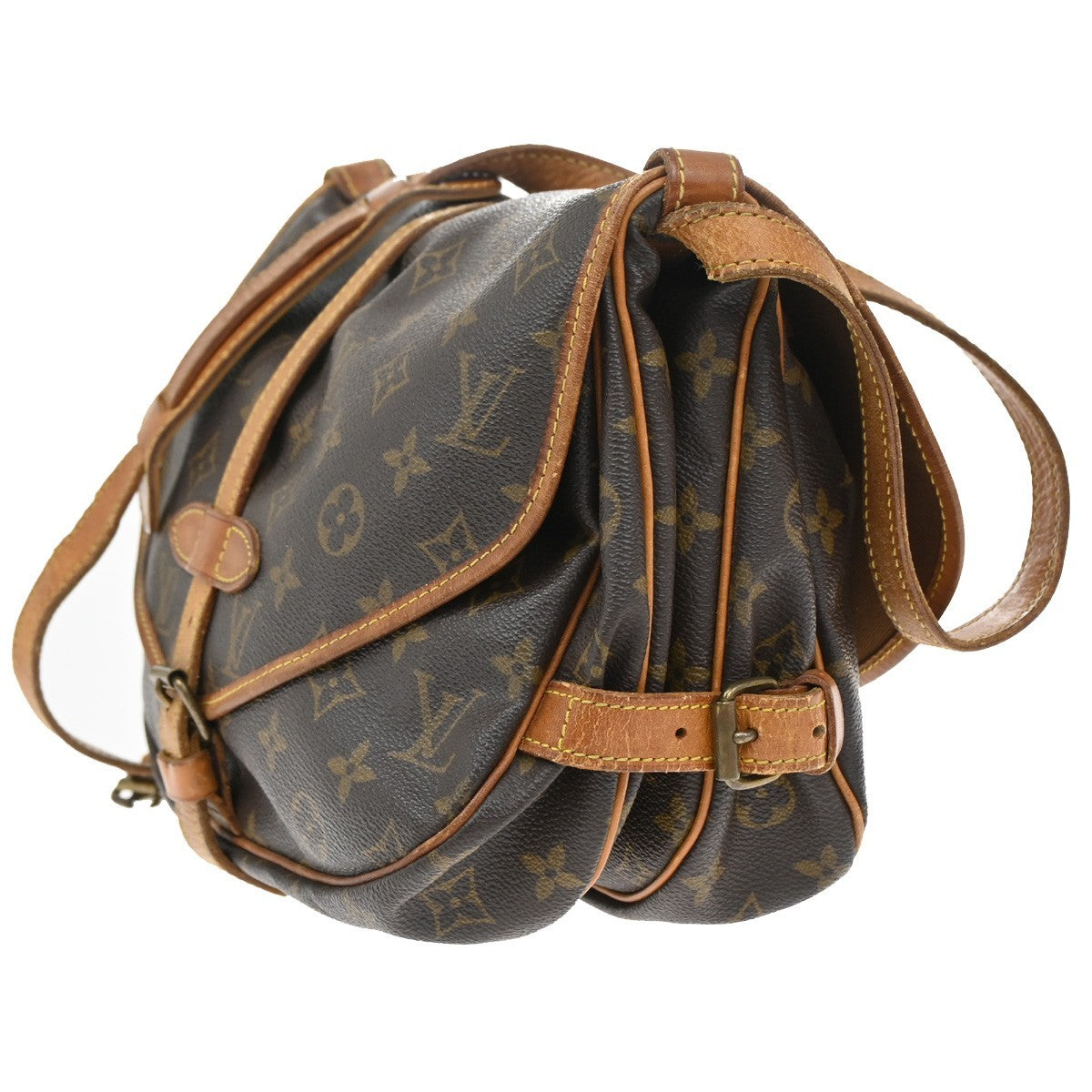 LOUIS VUITTON Logo Saumur 30 Shoulder Bag Monogram Leather Brown M42256 85CA300