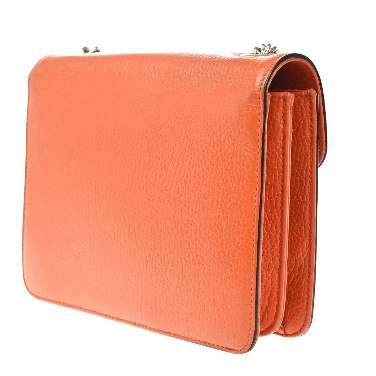 GUCCI Logo Interlocking G Mini Chain Shoulder Bag Leather Orange GHW 90KP377