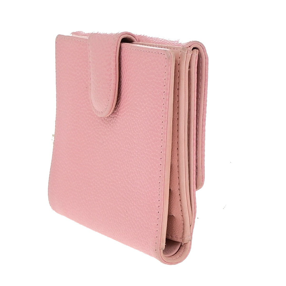 CHANEL CC Logo Bifold Compact Wallet Grained Calfskin Leather Pink GHW 83KB512
