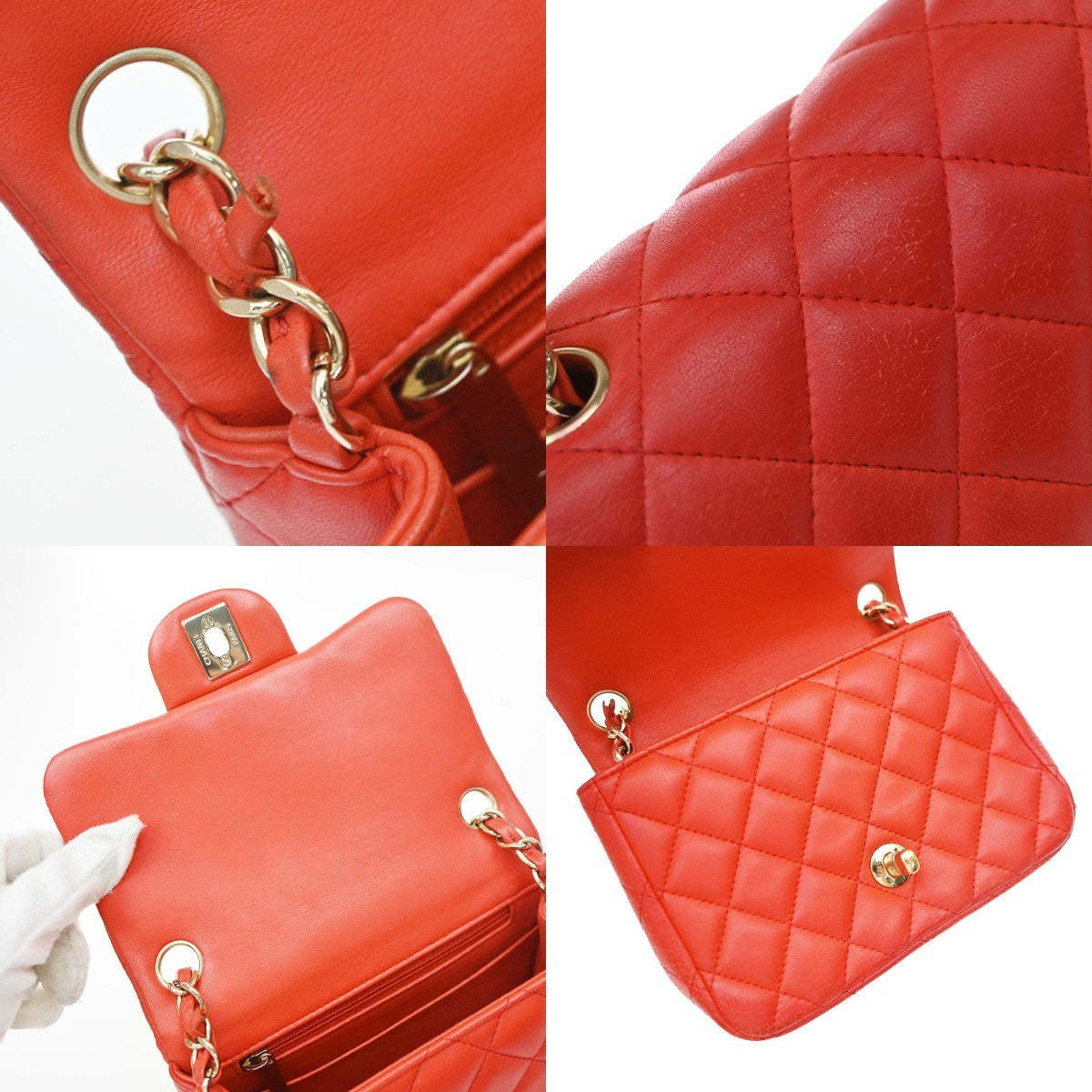 RPCHANEL CC Mini Matelasse Chain Shoulder Bag Leather Red GHW Vintage 887RP186