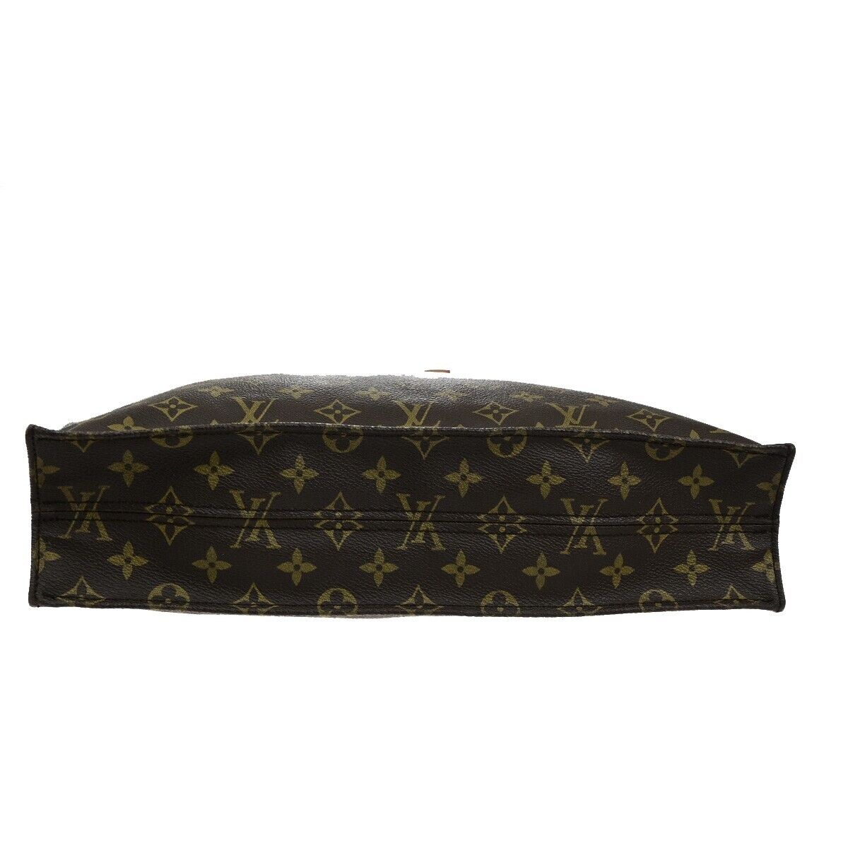 LOUIS VUITTON Logo Sac Plat Hand Tote Bag Monogram Leather Brown M51140 30EE026