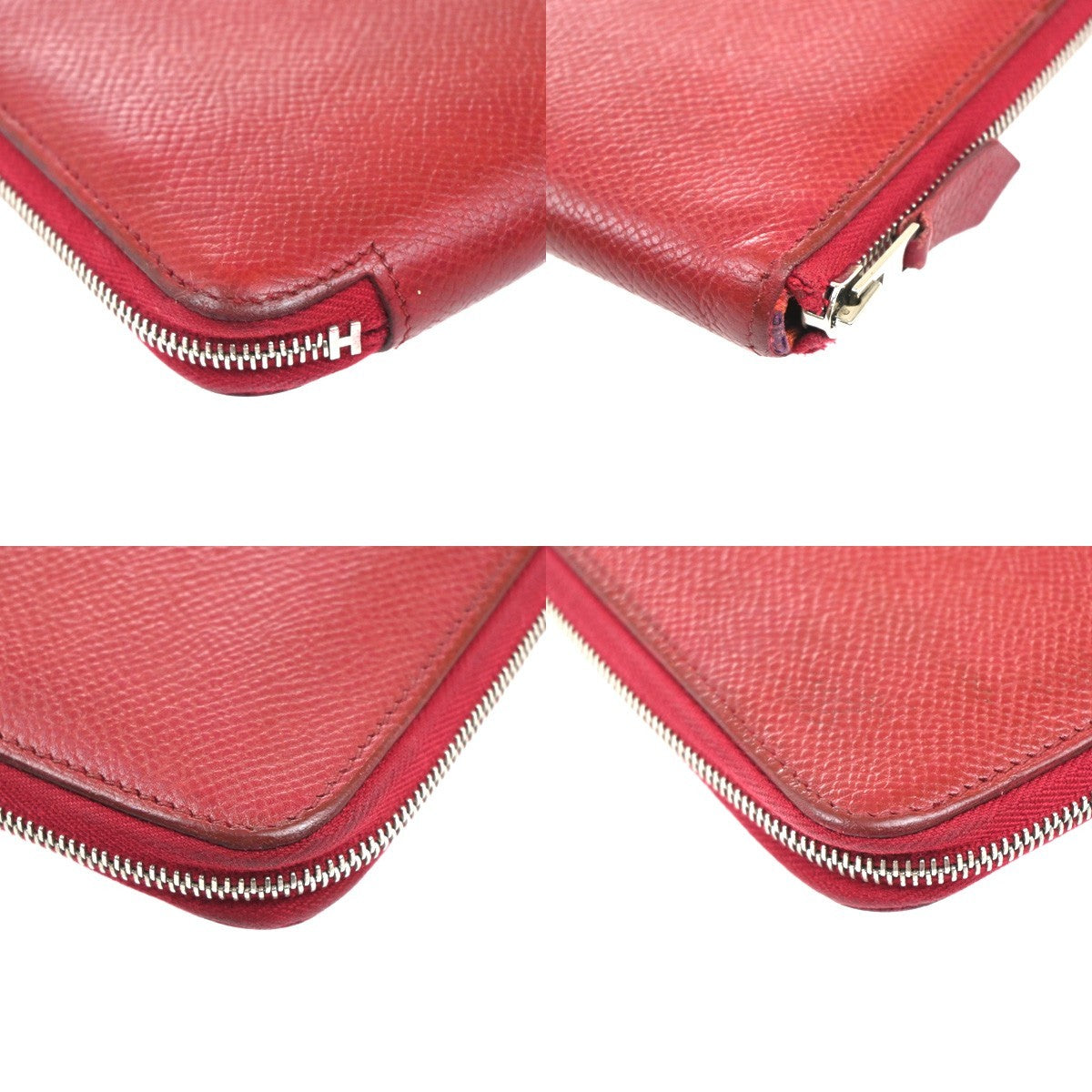 HERMES Azap Silk In Long Wallet Epsom Leather Red SHW France 35KC599