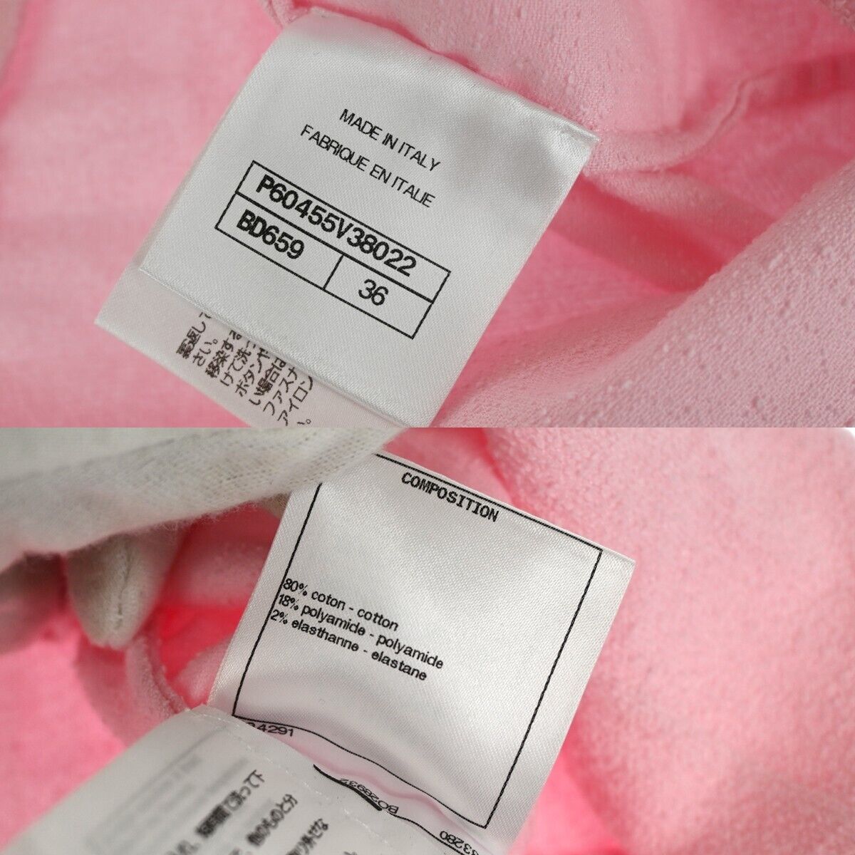 CHANEL CC Logo T-Shirt Tops #36 Cotton Blended Pink 19C Made In Italy 89RH348