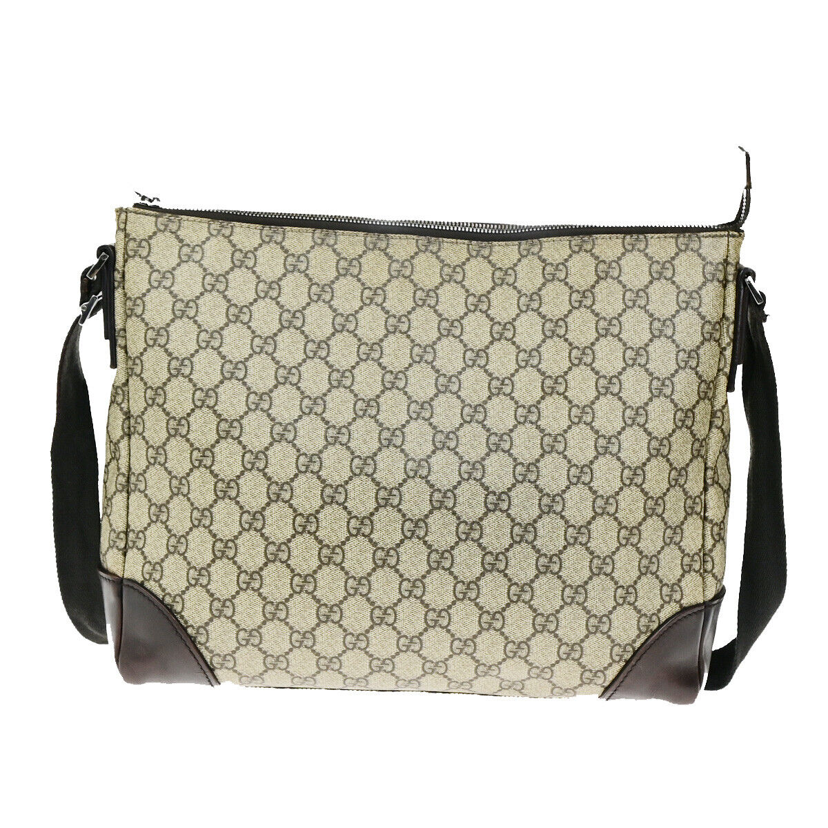 GUCCI Logo GG Pattern Crossbody Shoulder Bag PVC Leather Brown Italy 04YG476