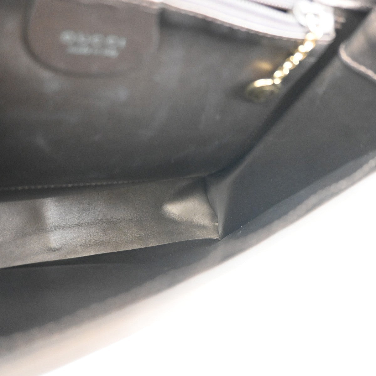 GUCCI Logo Shoulder Hand Bag Leather 001 2058 Brown GHW Italy 62YH897