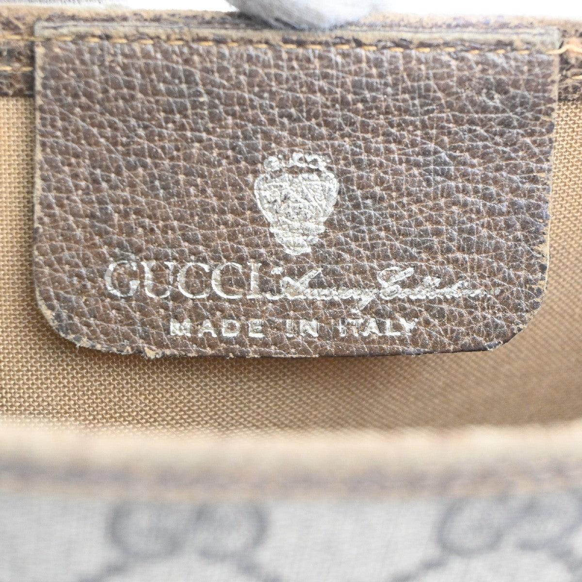 GUCCI Logo GG Sherry Line Shoulder Tote Hand Bag PVC Leather Beige Italy 60MA456