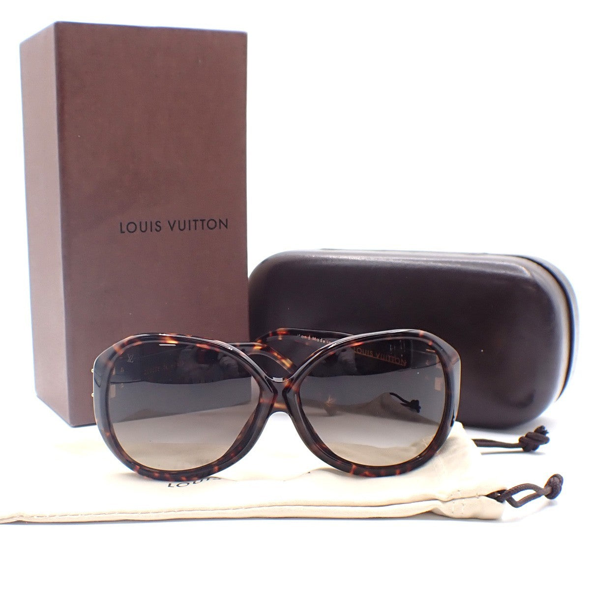 LOUIS VUITTON Sun Glasses Eye Wear Metal Plastic Gold Brown Italy Z0255E 30KC953