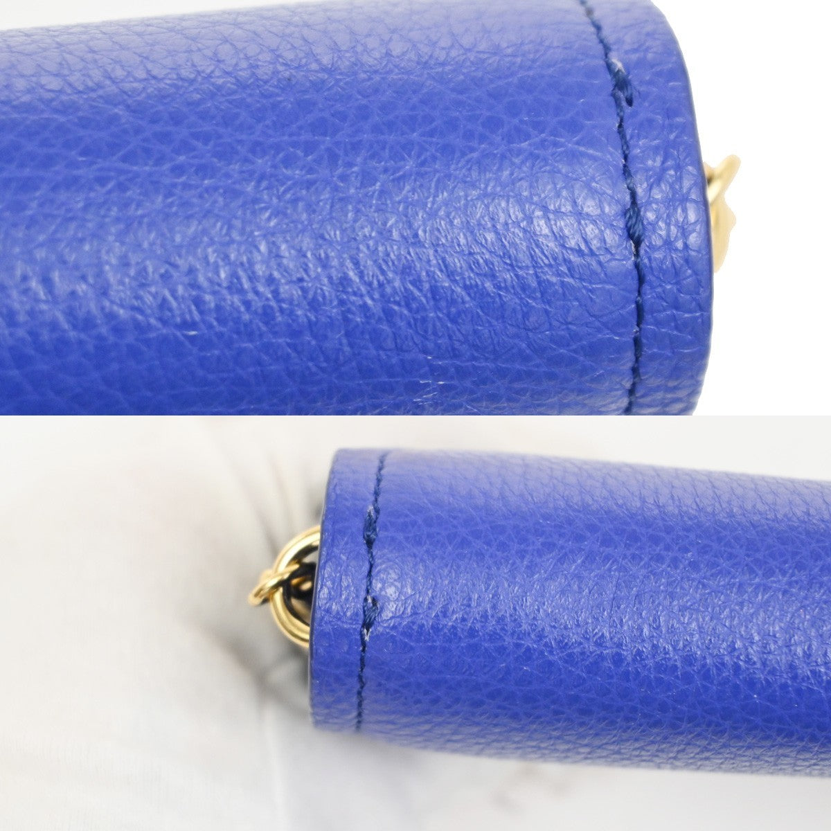 CHLOE Logo Chain Shoulder Bifold Long Wallet Leather Blue GHW Spain 64MA495