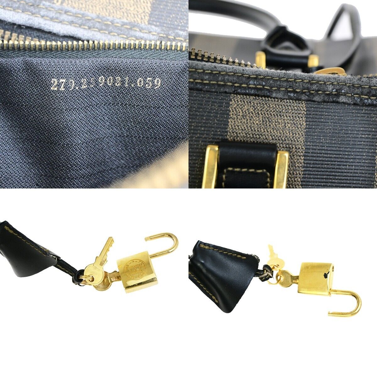 FENDI Logo Pequin Hand Bag PVC Leather Brown GHW Made in Italy 65EC949