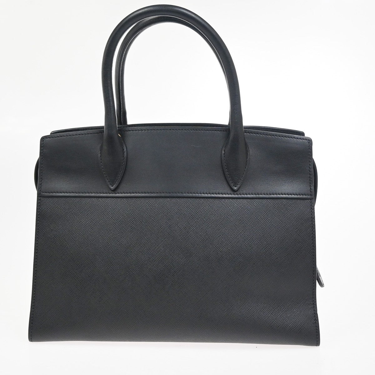 PRADA Logo Hand Bag with Bag Charm Saffiano Leather Black GHW Italy 95RL899