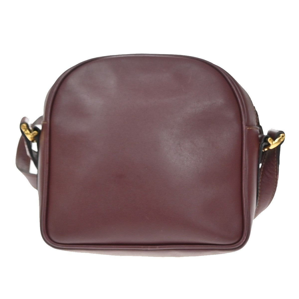 MUST DE CARTIER 2C Logo Mini Crossbody Shoulder Bag Leather Red GHW 66YJ144