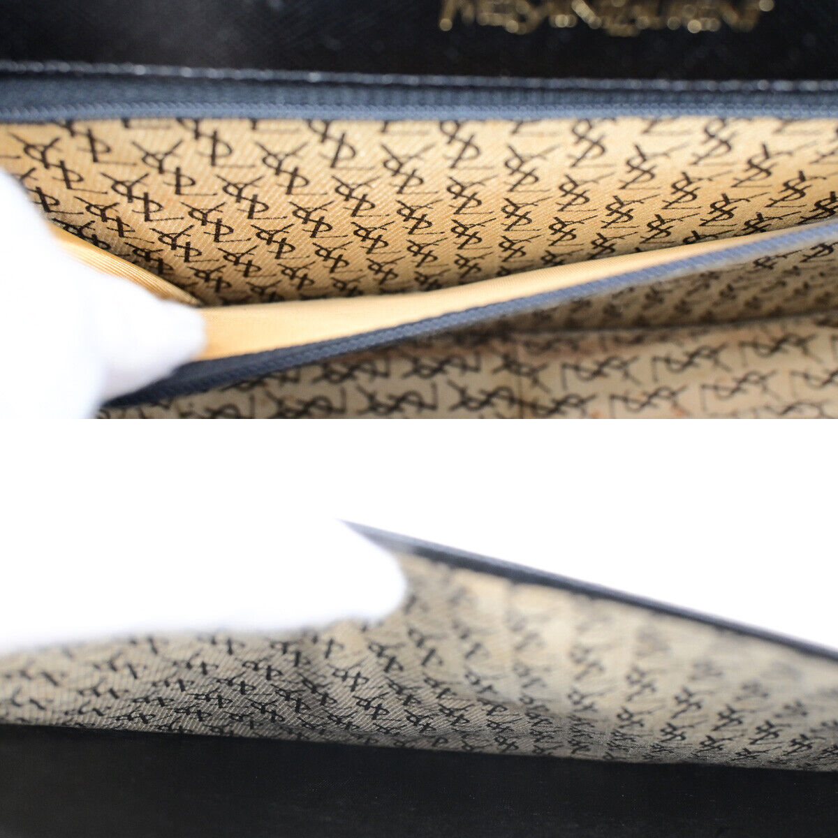 YVES SAINT LAURENT YSL Logo Shoulder Bag Leather Black GHW 83YG375