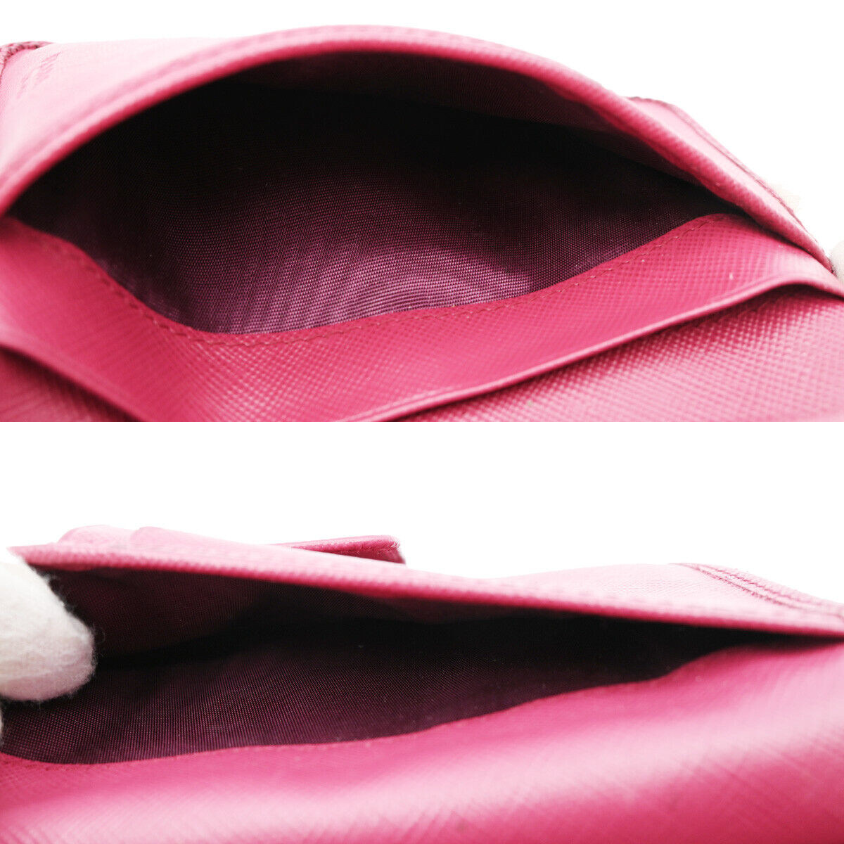 PRADA Logo Saffiano Bifold Wallet Purse Ibisco Pink GHW 69YE529