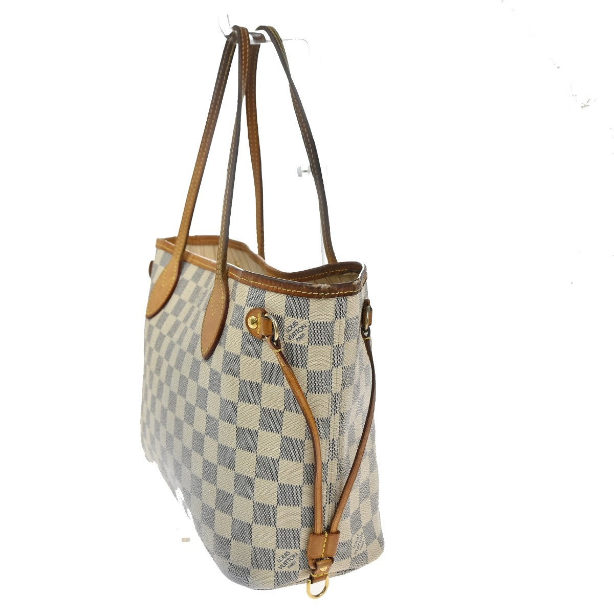 LOUIS VUITTON Neverfull PM Shoulder Tote Bag Damier Azur Leather N51110 72KB598
