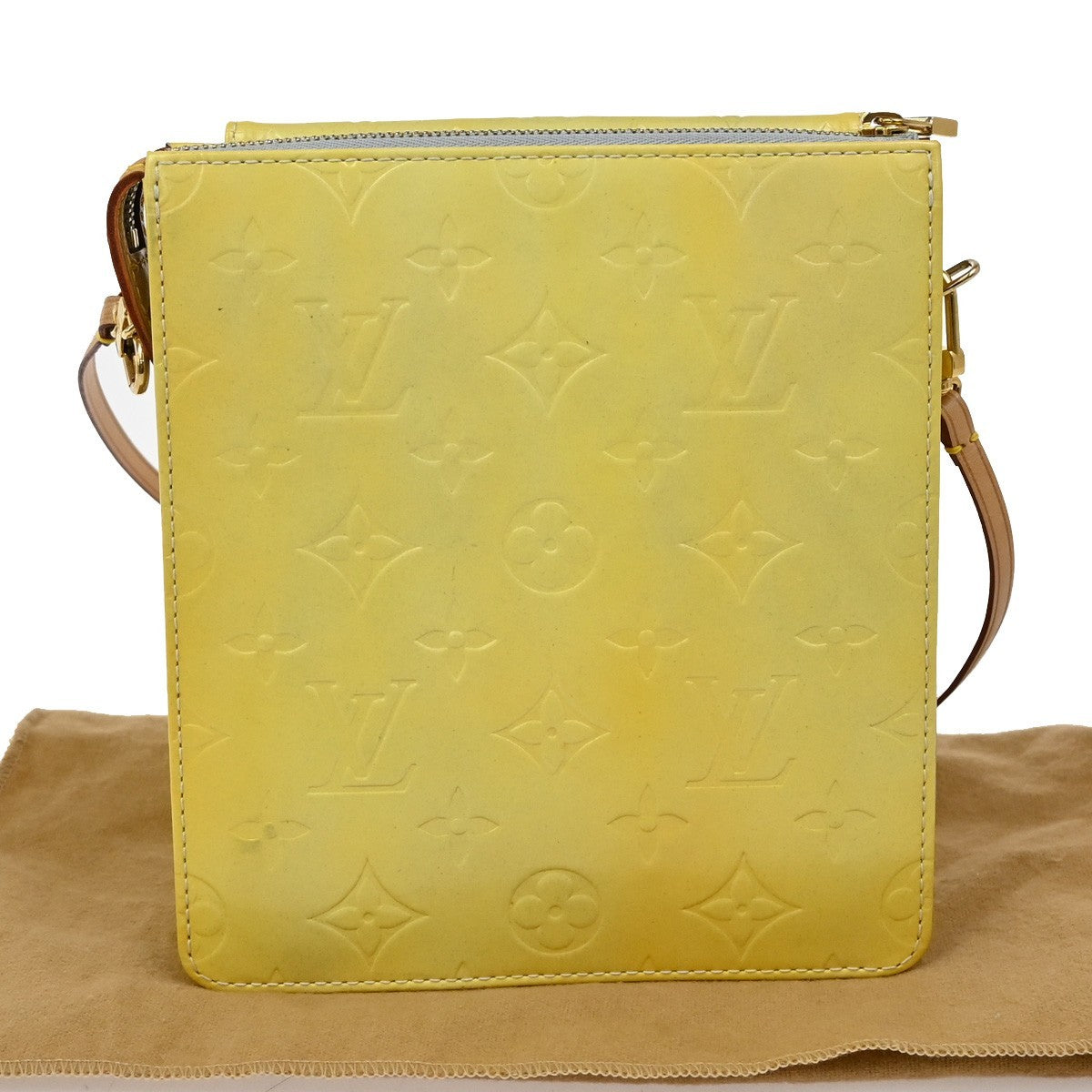 LOUIS VUITTON Mott Shoulder Bag Monogram Vernis Lime Yellow M91059 63KB273