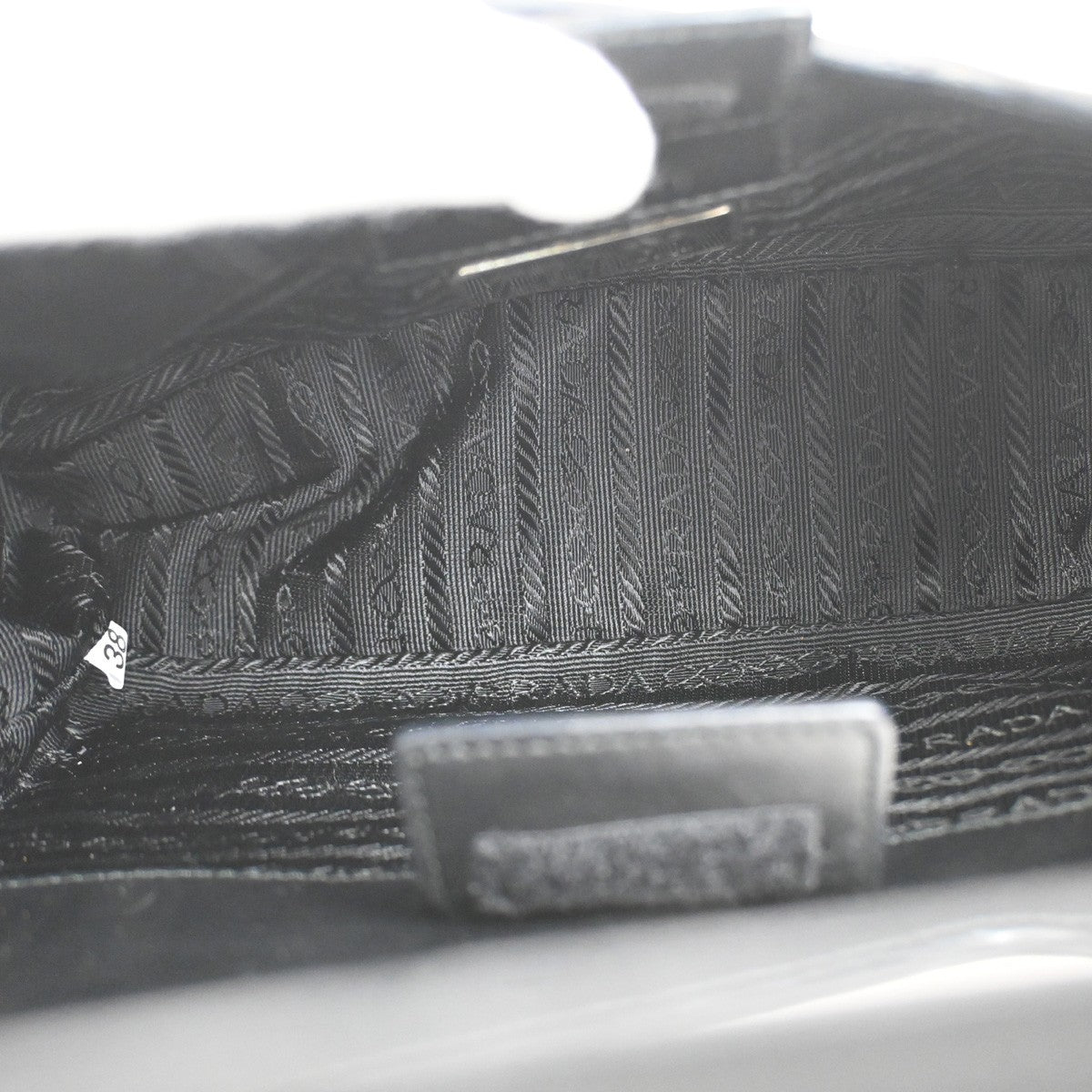 PRADA Logo Asymmetry Mini Hobo Shoulder Bag Leather Black Italy 11YJ086