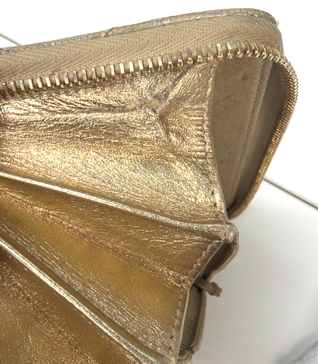 CHANEL CC Quilting Long Zipper Bifold Wallet Leather Silver GHW 05AA126
