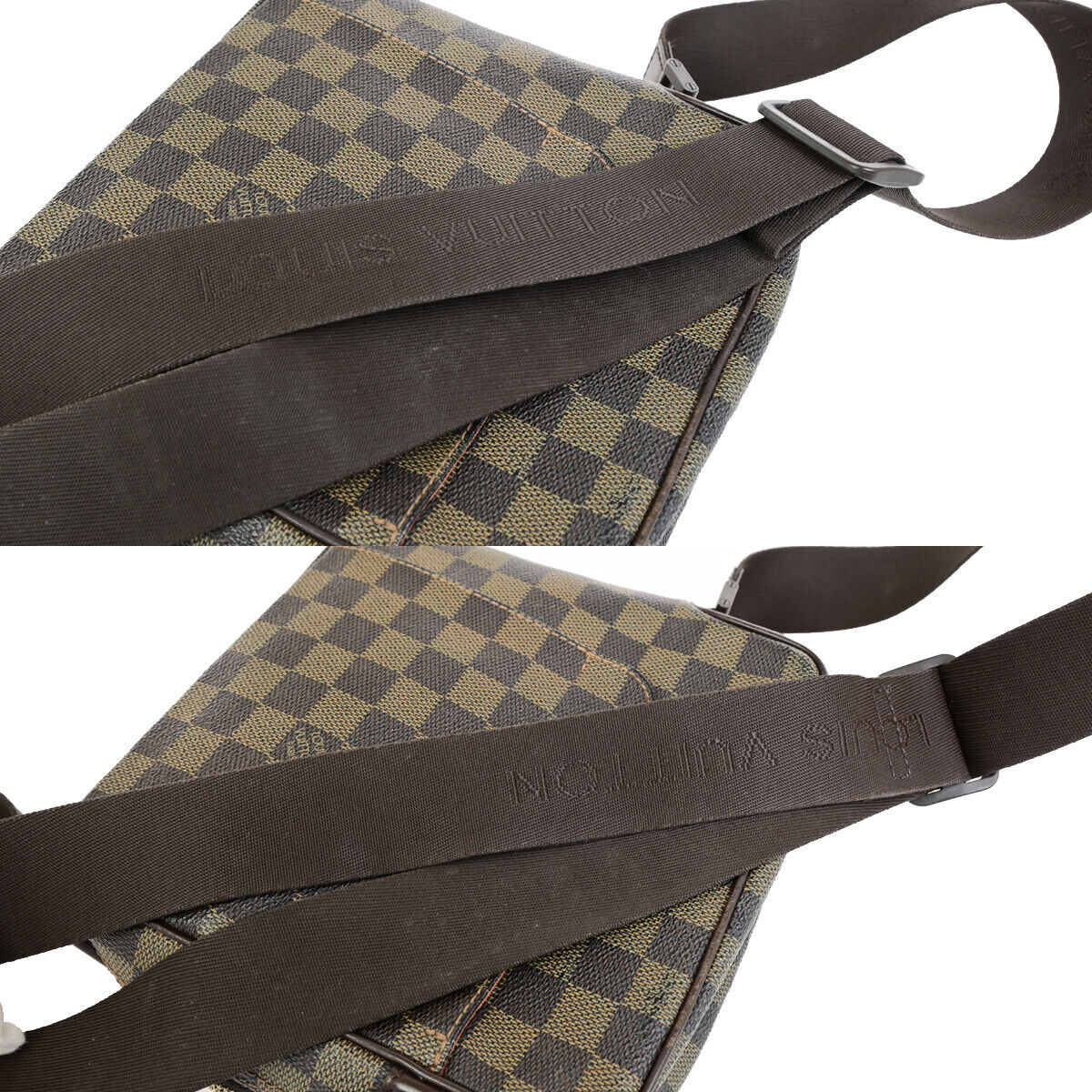 LOUIS VUITTON Olav PM Shoulder Bag Damier Ebene Leather Brown N41442 35YG639