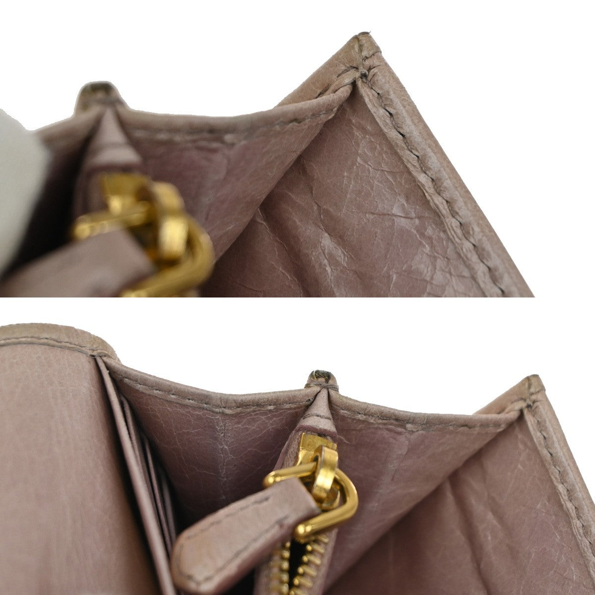PRADA Logo Bifold Flap Long Wallet  Quilted Leather Pink Beige GHW Italy 01KD035