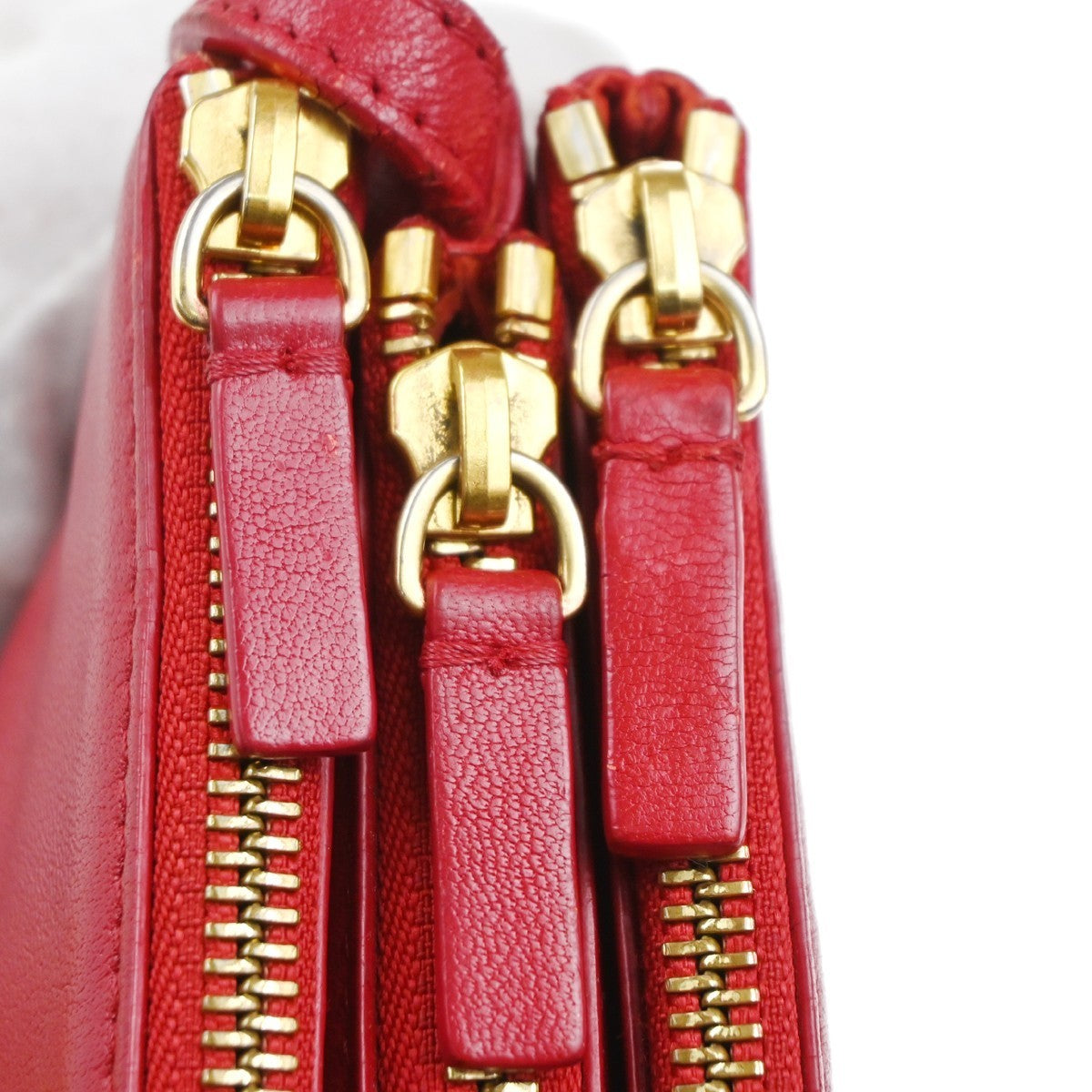 CELINE Logo Trio Small Crossbody Shoulder Bag Leather Red Italy GHW 32MA305