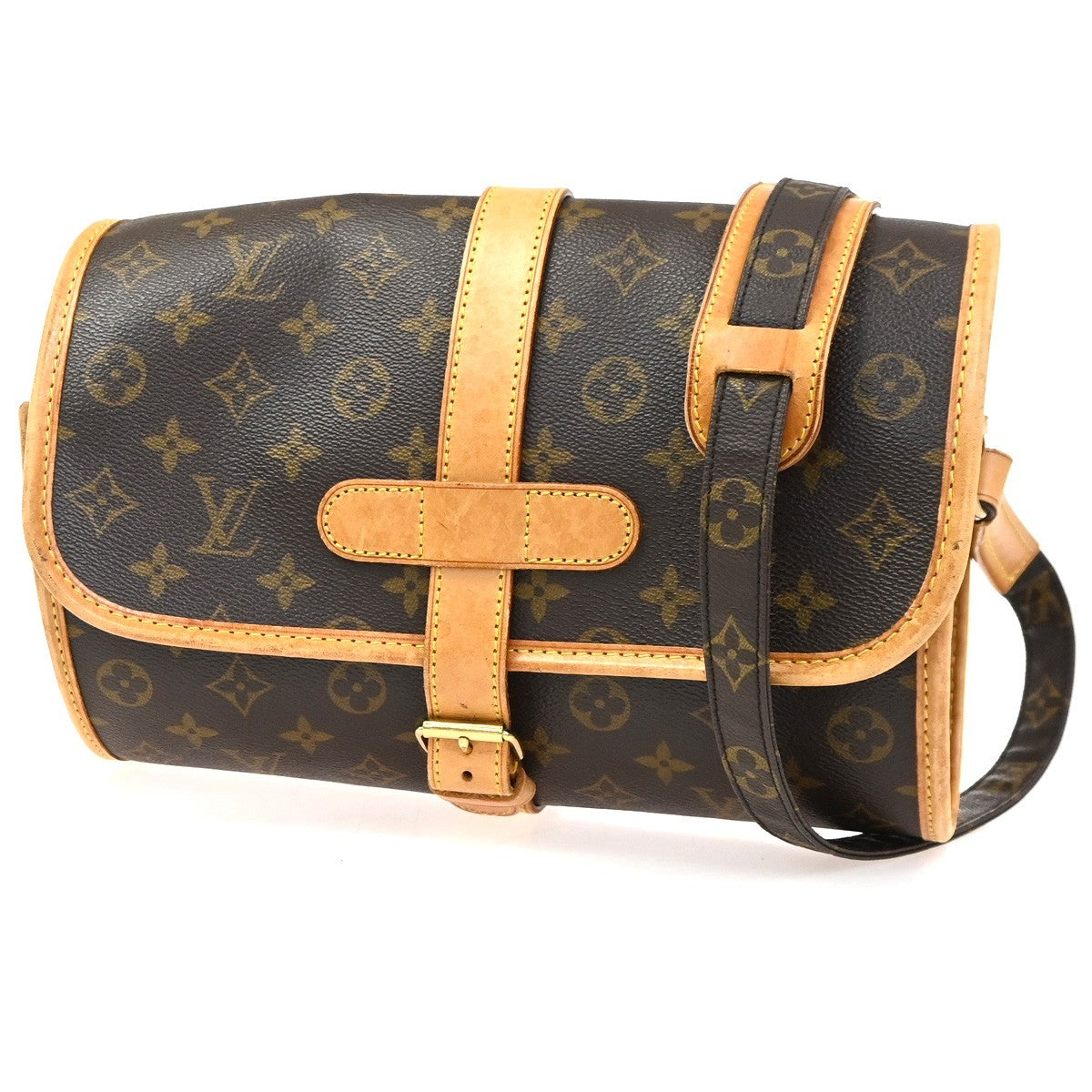 LOUIS VUITTON Logo Marne Shoulder Bag Monogram Leather Brown M51369 70YH918
