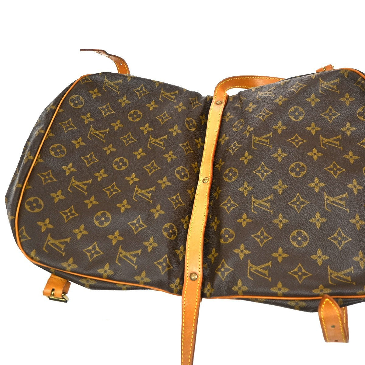 LOUIS VUITTON Logo Saumur 30 Shoulder Bag Monogram Leather Brown M42256 31YJ183