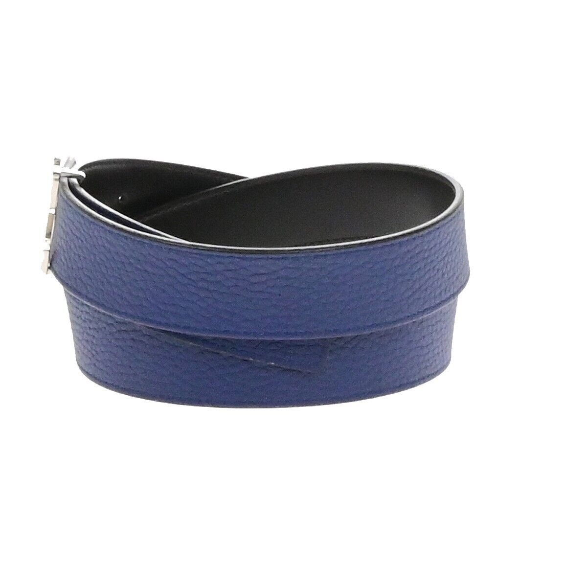 LOUIS VUITTON Logo Ceinture LV Initial Belt Leather Blue Spain N1012 31EE096