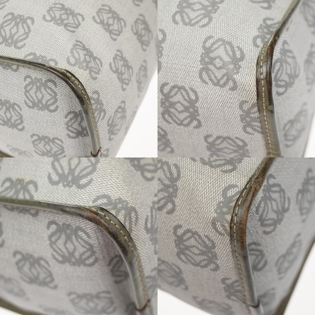 LOEWE Logo AMAZONA Anagram Pattern Hand Bag PVC Leather Gray GHW Spain 35YH954