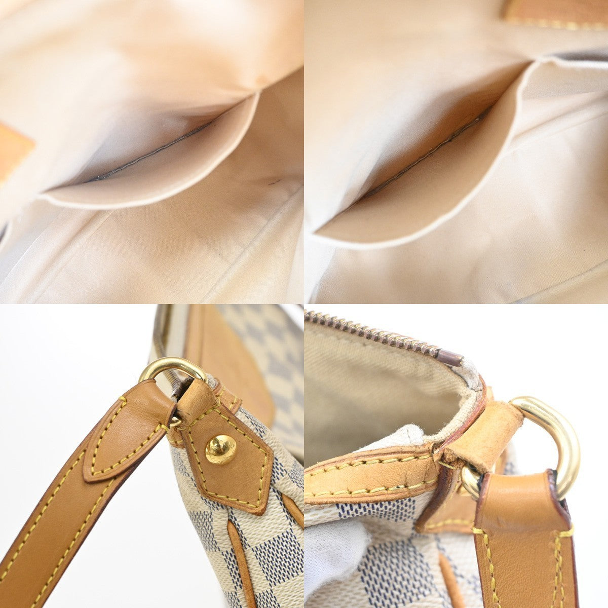 LOUIS VUITTON Siracusa PM Shoulder Bag Damier Azur Leather White N41113 99TA716